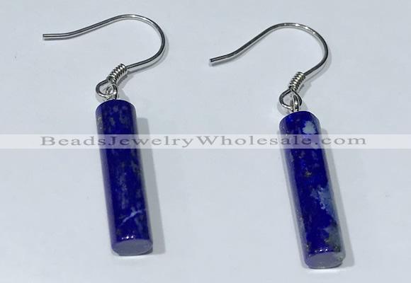 NGE411 5*18mm tube lapis lazuli earrings wholesale