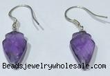 NGE422 9*15mm arrowhead-shaped amethyst earrings wholesale