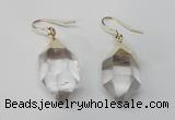 NGE43 12*20mm - 15*25mm faceted nuggets white crystal earrings