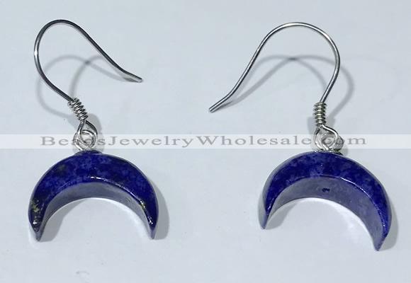 NGE434 10*14mm moon-shaped lapis lazuli earrings wholesale