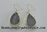 NGE46 15*20mm - 16*22mm teardrop druzy agate earrings