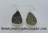 NGE47 20*28mm - 22*30mm teardrop druzy agate earrings