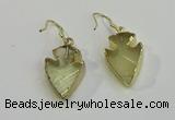 NGE5001 16*20mm - 18*25mm arrowhead lemon quartz earrings