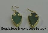 NGE5003 16*20mm - 18*25mm arrowhead green aventurine earrings