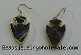 NGE5004 18*25mm - 20*30mm arrowhead amethyst earrings