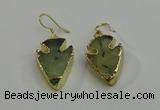 NGE5006 18*25mm - 20*30mm arrowhead green rutilated quartz earrings