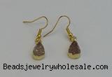 NGE5020 8*12mm teardrop druzy agate gemstone earrings wholesale