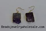 NGE5025 15*16mm - 15*20mm freeform druzy amethyst earrings