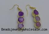 NGE5043 10*30mm - 10*32mm druzy agate gemstone earrings wholesale