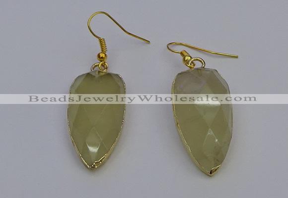 NGE5057 12*35mm - 15*40mm arrowhead lemon quartz pendants