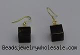 NGE5088 10*15mm cube smoky quartz gemstone earrings wholesale