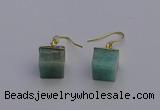 NGE5092 10*15mm cube amazonite gemstone earrings wholesale