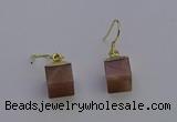 NGE5094 10*15mm cube moonstone gemstone earrings wholesale