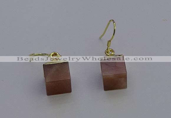 NGE5094 10*15mm cube moonstone gemstone earrings wholesale