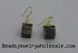 NGE5096 10*15mm cube labradorite gemstone earrings wholesale