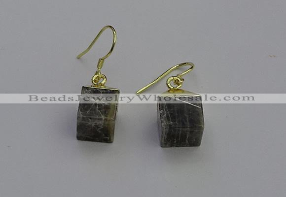 NGE5096 10*15mm cube labradorite gemstone earrings wholesale