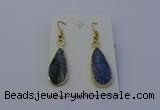 NGE5104 12*25mm flat teardrop blue kyanite earrings wholesale