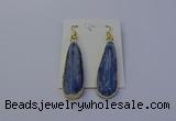 NGE5105 13*40mm flat teardrop blue kyanite earrings wholesale