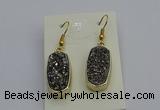 NGE5131 10*22mm - 12*25mm freeform plated druzy quartz earrings