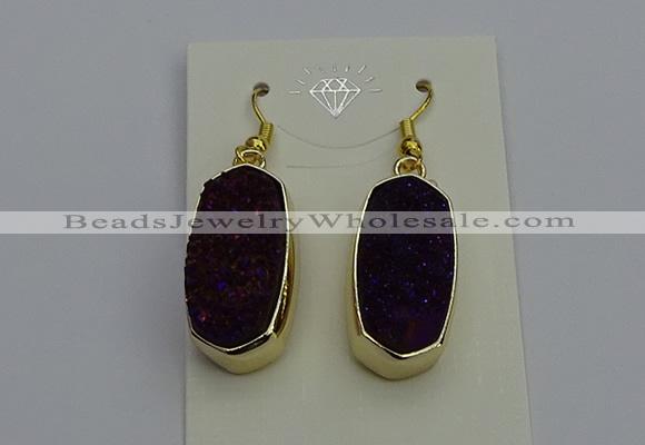 NGE5136 10*22mm - 12*25mm freeform plated druzy quartz earrings