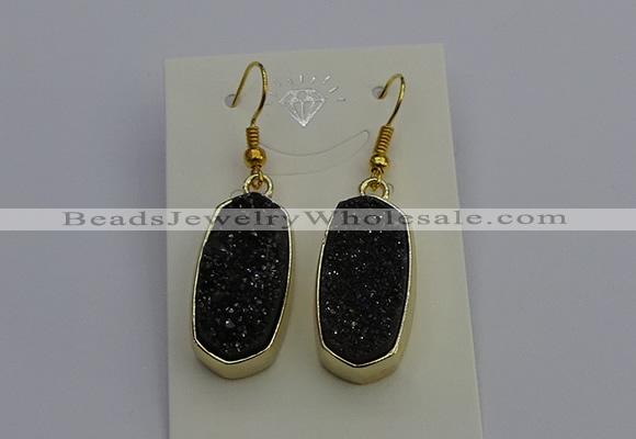 NGE5137 10*22mm - 12*25mm freeform plated druzy quartz earrings