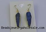 NGE5158 8*25mm flat teardrop blue kyanite earrings wholesale