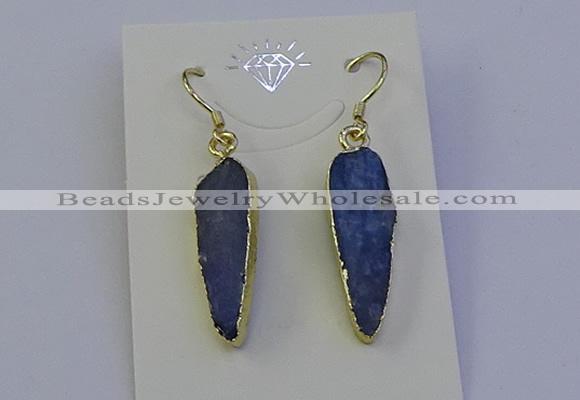 NGE5158 8*25mm flat teardrop blue kyanite earrings wholesale