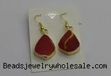 NGE5170 15*20mm flat teardrop mookaite gemstone earrings