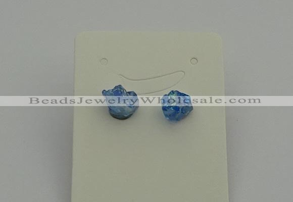 NGE5185 5*8mm - 6*10mm nuggets plated druzy quartz earrings