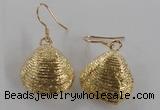 NGE54 18*20mm - 20*22mm freeform plated shell fossil earrings