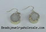 NGE68 15mm coin druzy agate gemstone earrings wholesale