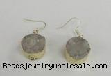 NGE70 18mm coin druzy agate gemstone earrings wholesale