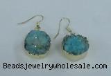 NGE71 18mm coin druzy agate gemstone earrings wholesale