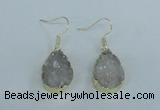 NGE73 13*18mm teardrop druzy agate gemstone earrings wholesale