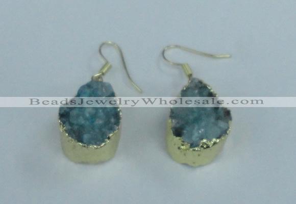 NGE74 13*18mm teardrop druzy agate gemstone earrings wholesale