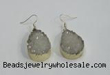 NGE76 20*30mm teardrop druzy agate gemstone earrings wholesale