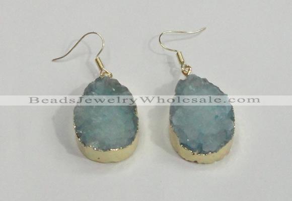 NGE77 20*30mm teardrop druzy agate gemstone earrings wholesale