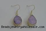 NGE81 13*18mm teardrop druzy agate gemstone earrings wholesale