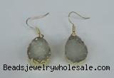 NGE85 15*20mm teardrop druzy agate gemstone earrings wholesale