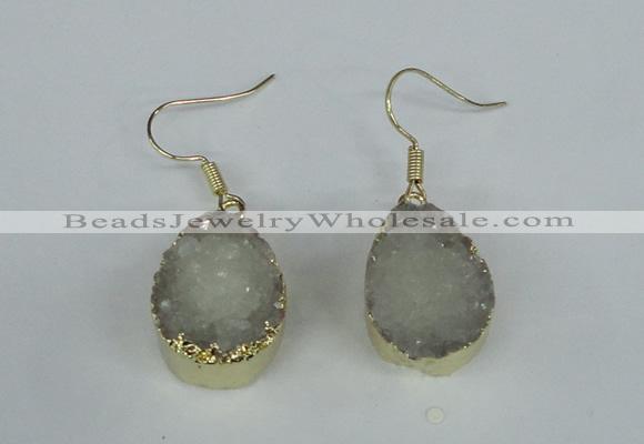 NGE85 15*20mm teardrop druzy agate gemstone earrings wholesale