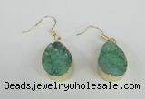 NGE88 15*20mm teardrop druzy agate gemstone earrings wholesale