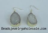 NGE90 18*25mm teardrop druzy agate gemstone earrings wholesale