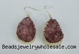 NGE96 20*30mm teardrop druzy agate gemstone earrings wholesale