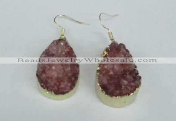 NGE96 20*30mm teardrop druzy agate gemstone earrings wholesale