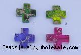 NGP01 5PCS 35*35mm cross dyed imperial jasper pendants wholesale