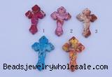 NGP04 5PCS 38*60mm cross dyed imperial jasper pendants wholesale