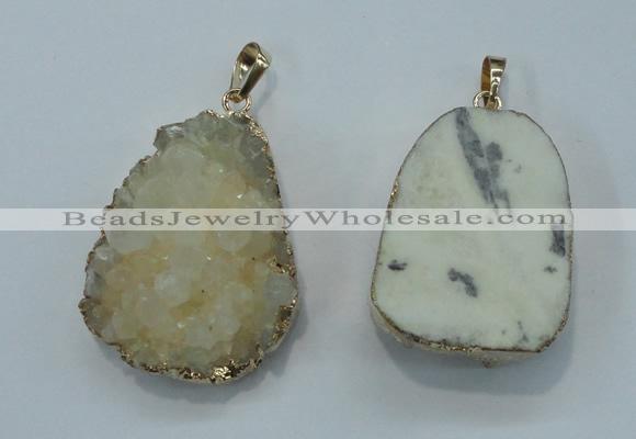 NGP1023 25*35mm - 35*45mm freeform druzy agate beads pendant