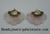 NGP1076 8*40*50mm rose quartz pendants with brass setting