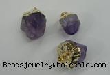 NGP1093 18*25mm - 25*40mm faceted nuggets amethyst pendants