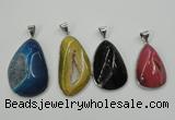 NGP1098 25*30 - 30*45mm freeform druzy agate pendants with brass setting